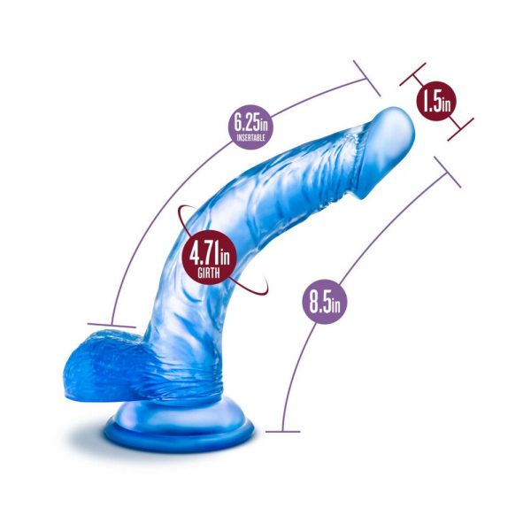 B Yours Sweet ''n Hard 7 Realistic 8.5 in. Dildo with Balls Blue - Image 6