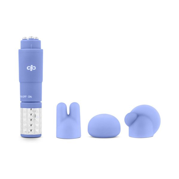 Rose Revitalize Massage Kit with Mini Vibrator & 3 Silicone Attachments Periwinkle - Image 2