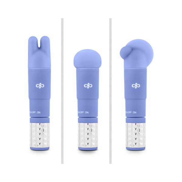 Rose Revitalize Massage Kit with Mini Vibrator & 3 Silicone Attachments Periwinkle - Image 4