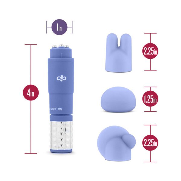 Rose Revitalize Massage Kit with Mini Vibrator & 3 Silicone Attachments Periwinkle - Image 7
