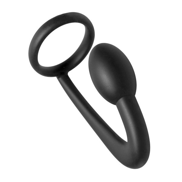 Master Series Explorer Silicone Cock Ring and Prostate Plug Black - Image 3