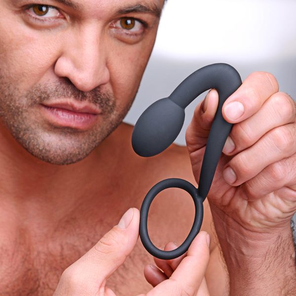 Master Series Explorer Silicone Cock Ring and Prostate Plug Black - Image 5