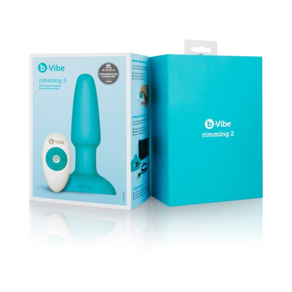 b-Vibe Rimming 2 Rotating and Vibrating Remote Control Plug Teal - Image 9