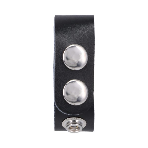 Rock Solid Adjustable Leather 3 Snap Cock Ring (Black) - Image 3