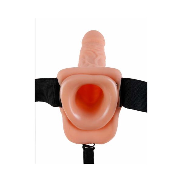 Fetish Fantasy Series 7 in. Vibrating Hollow Strap-On with Balls Beige/Black - Image 3