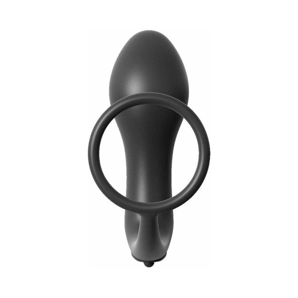 Anal Fantasy Collection Silicone Ass-Gasm Vibrating Cockring & Plug Black - Image 3