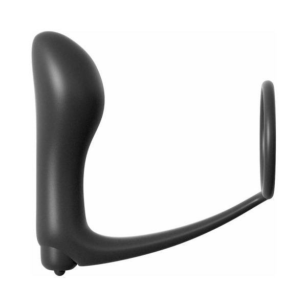 Anal Fantasy Collection Silicone Ass-Gasm Vibrating Cockring & Plug Black - Image 4