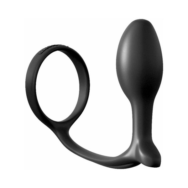 Anal Fantasy Collection Silicone Ass-Gasm Cock Ring Beginner''s Plug Black - Image 3