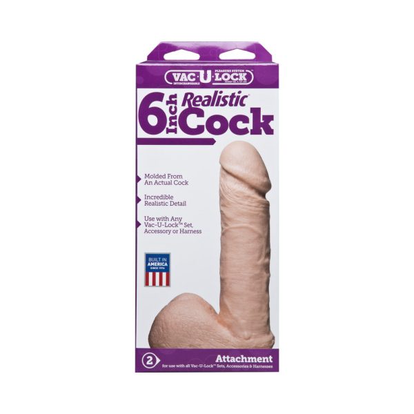 Vac-U-Lock - 6 Inch Realistic Cock White - Image 5