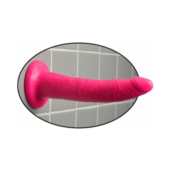 Dillio 7 in. Slim Realistic Dildo With Suction Cup Pink - Image 3