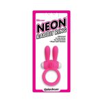 Neon Rabbit Ring Vibrating Silicone Cockring With Ears Pink