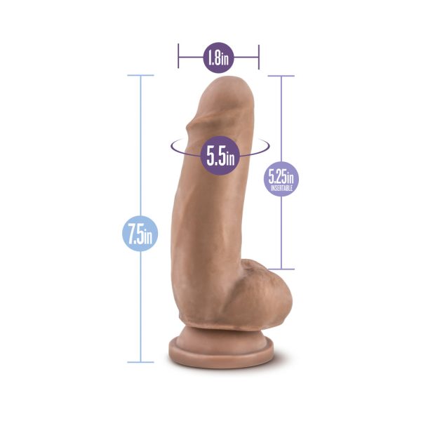 Au Naturel 7 in. Sensa Feel Fat Boy Posable Dual Density Dildo Tan - Image 8