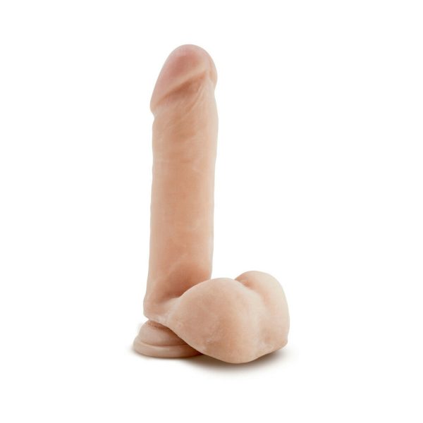 Au Naturel 8 in. Posable Dual Density Dildo with Balls Beige - Image 2