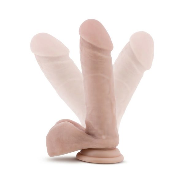 Au Naturel 8 in. Posable Dual Density Dildo with Balls Beige - Image 7