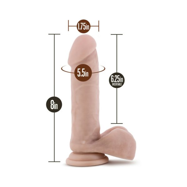 Au Naturel 8 in. Posable Dual Density Dildo with Balls Beige - Image 9
