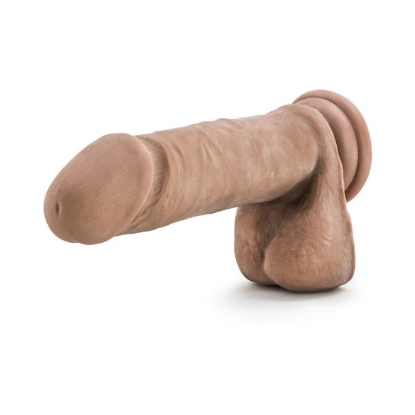 Au Naturel 8 in. Posable Dual Density Dildo with Balls Tan - Image 4