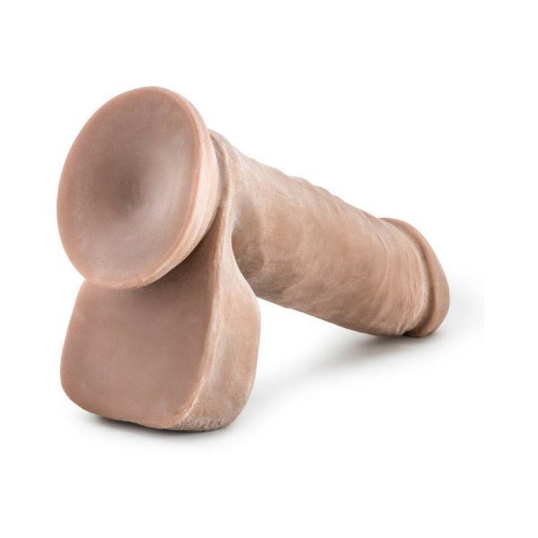 Au Naturel 8 in. Posable Dual Density Dildo with Balls Tan - Image 5