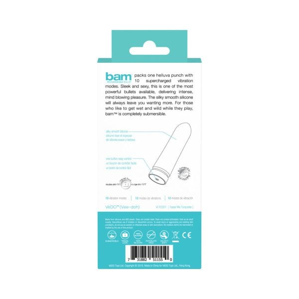 VeDO Bam Rechargeable Bullet - Tease Me Turquoise - Image 7