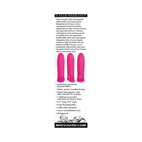 Evolved Pretty in Pink Rechargeable Silicone Bullet Vibrator - Image 10