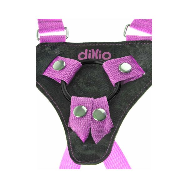 Dillio Adjustable 7 in. Strap-On Suspender Harness Set Pink - Image 4