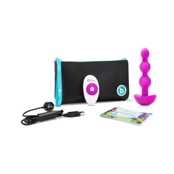 b-Vibe Triplet Rechargeable Remote-Controlled Vibrating Anal Beads Plug Fuchsia - Image 6