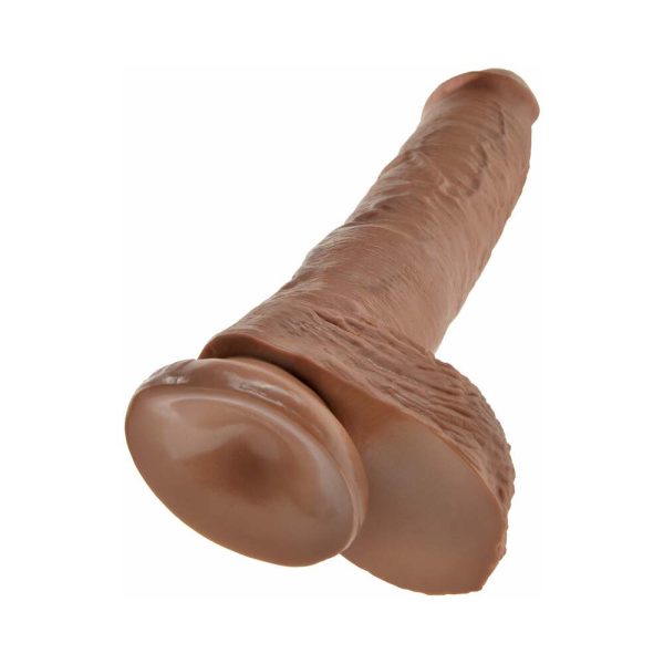 King Cock 10 in. Cock With Balls Realistic Suction Cup Dildo Tan - Image 4