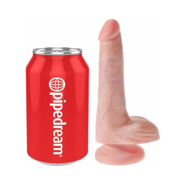 King Cock 6 in. Cock With Balls Realistic Suction Cup Dildo Beige - Image 5