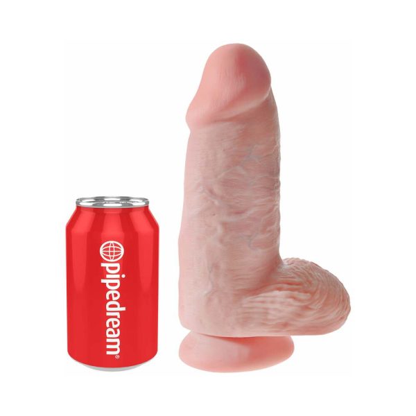 King Cock Chubby 9 in. Cock With Balls Realistic Suction Cup Dildo Beige - Image 5