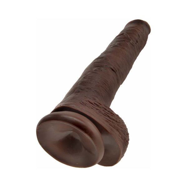 King Cock 14 in. Cock With Balls Realistic Suction Cup Dildo Brown - Image 4
