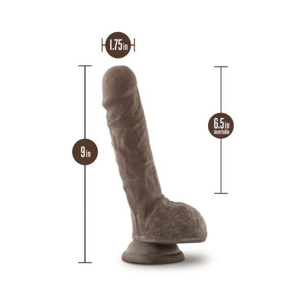 Au Naturel Big Billy 9 in. Posable Dual Density Dildo with Balls Brown - Image 6