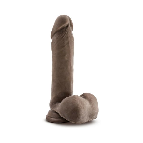 Au Naturel 8 in. Posable Dual Density Dildo with Balls Brown - Image 2
