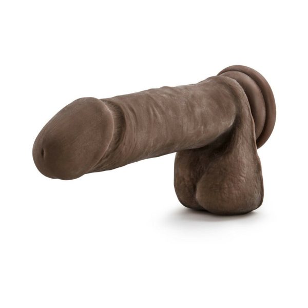 Au Naturel 8 in. Posable Dual Density Dildo with Balls Brown - Image 4