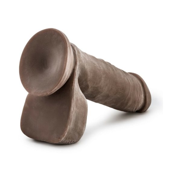 Au Naturel 8 in. Posable Dual Density Dildo with Balls Brown - Image 5