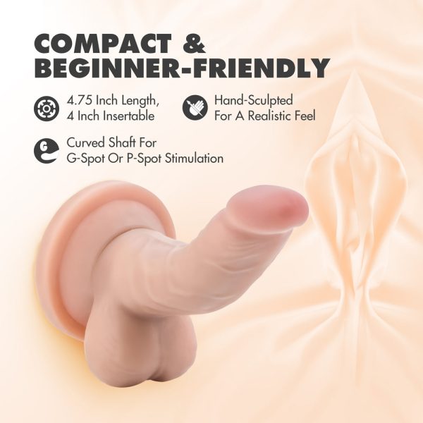 Dr. Skin Mini Cock Realistic 4 in. Dildo with Balls Beige - Image 9