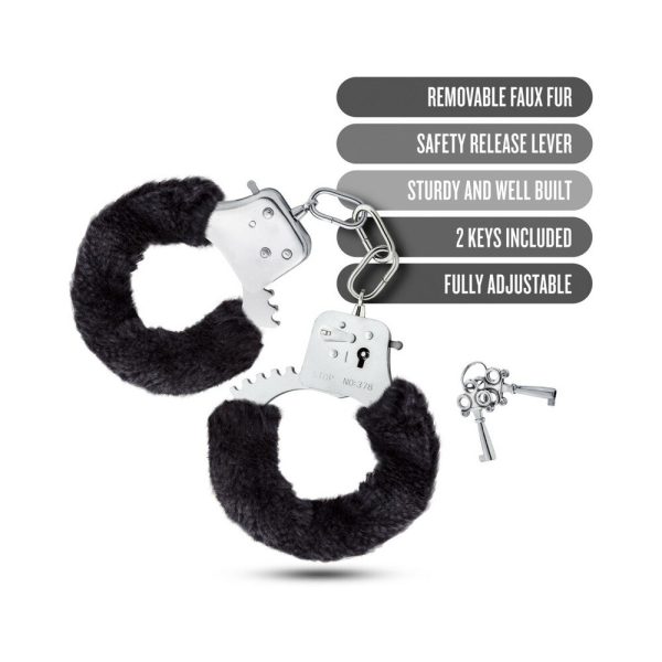 Temptasia Adjustable Faux Fur Cuffs Black - Image 6