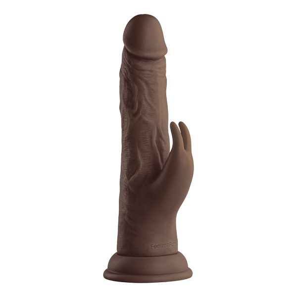 FemmeFunn Vortex Turbo Rabbit 2.0 8 in. Dual Stimulation Vibrating Dildo Brown - Image 2