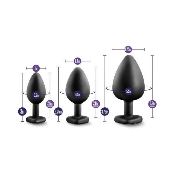 Luxe 3-Piece Bling Plug Training Kit with Rainbow Gem Base Black - Image 7