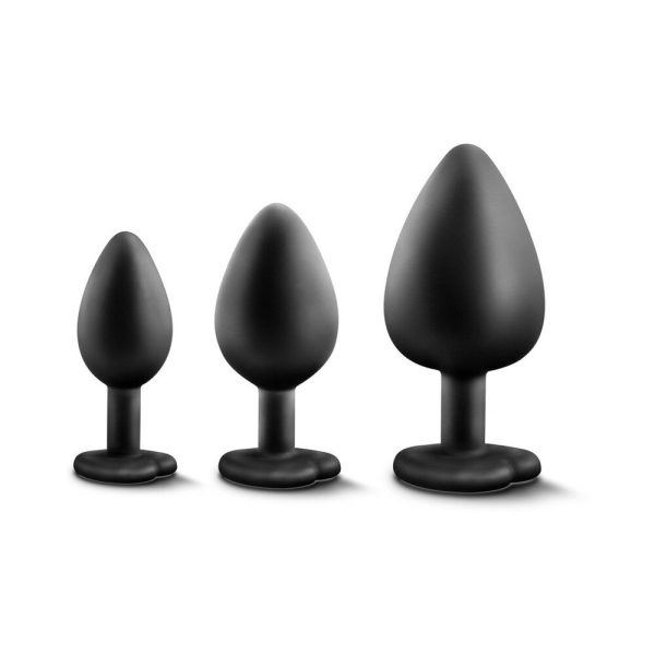 Luxe 3-Piece Bling Plug Training Kit with White Gem Base Black - Image 2