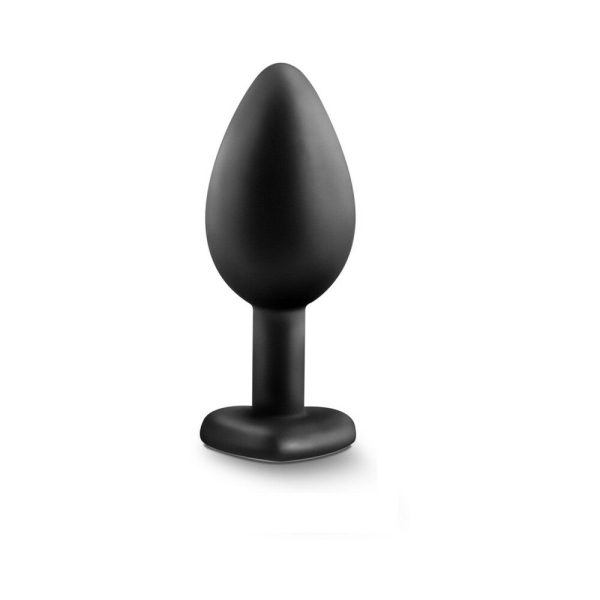 Temptasia Bling Anal Plug with Heart-Shaped Gem Base Small Black - Image 3