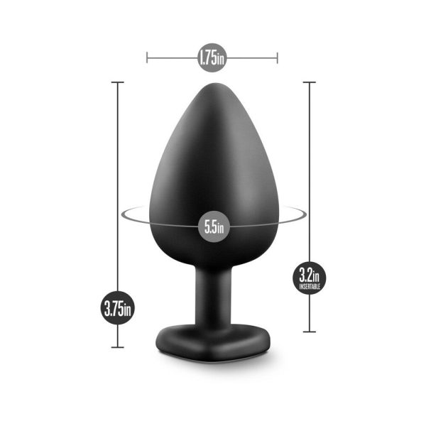 Temptasia Bling Anal Plug with Heart-Shaped Gem Base Large Black - Image 7