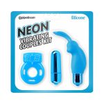Neon 3-Piece Silicone Vibrating Couples Kit Blue