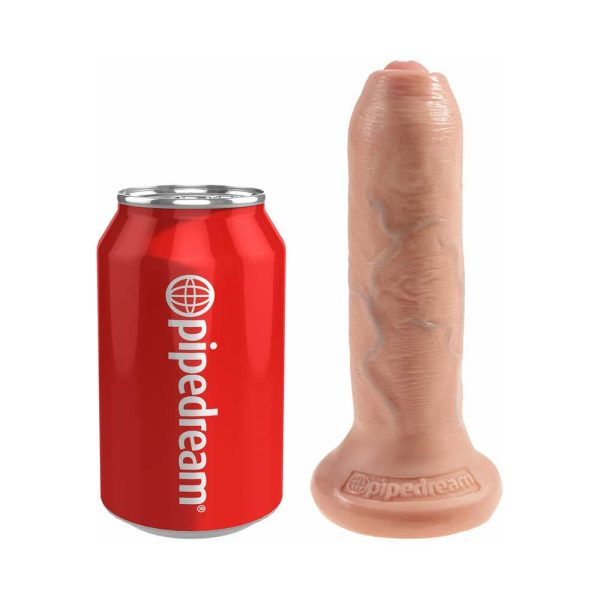 King Cock 6 in. Uncut Cock Realistic Dildo With Moveable Foreskin & Suction Cup Beige - Image 4