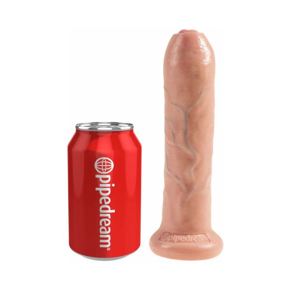 King Cock 7 in. Uncut Cock Realistic Dildo With Moveable Foreskin & Suction Cup Beige - Image 4