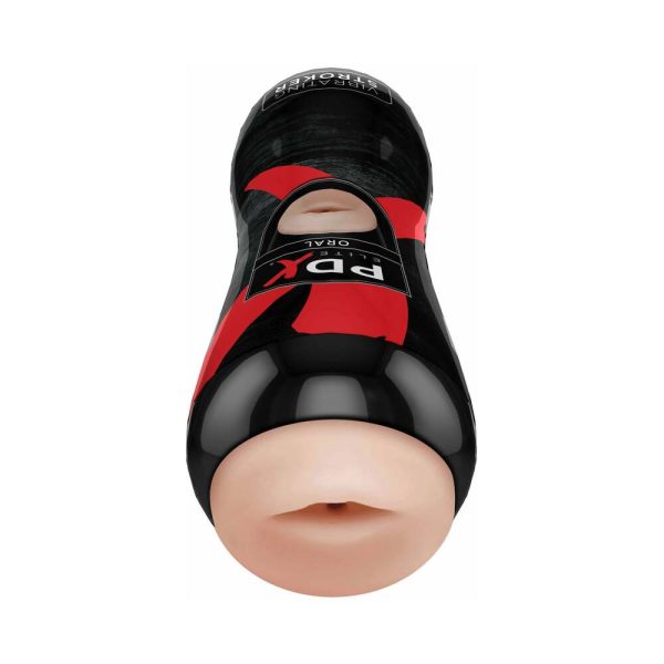 PDX Elite Vibrating Stroker Oral Beige/Black - Image 2