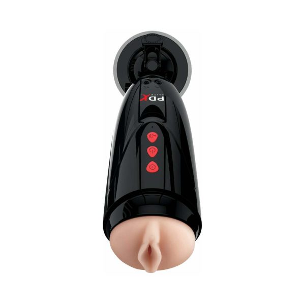 PDX Elite Dirty Talk Rechargeable Vibrating Starter Stroker With Hands-Free Suction Cup Beige/Black - Image 2