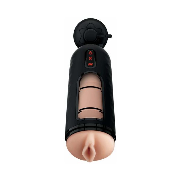PDX Elite Vibrating Mega Milker Rechargeable Stroker With Hands-Free Suction Cup Beige/Black - Image 2