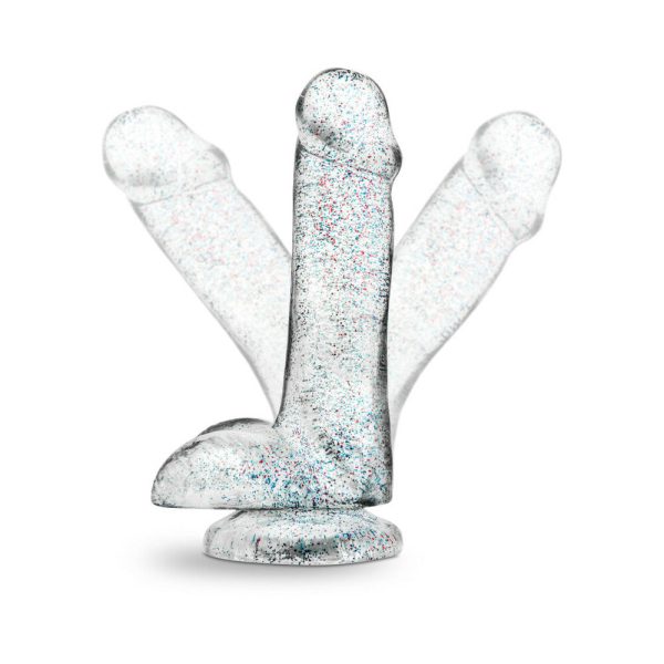 Naturally Yours 6 in. Glitter Cock Realistic Dildo with Balls Sparkling Clear - Image 7