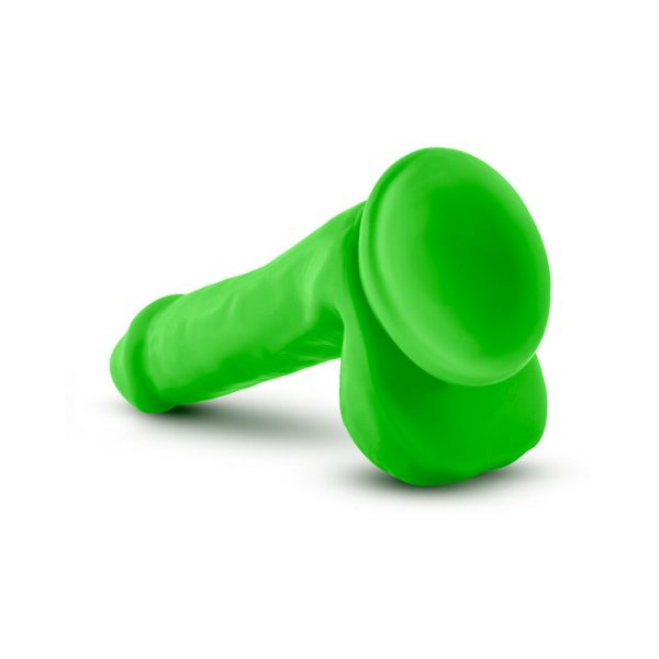 Neo 6 in. Dual Density Dildo with Balls Neon Green - Image 5
