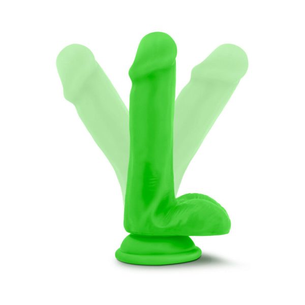 Neo 6 in. Dual Density Dildo with Balls Neon Green - Image 7