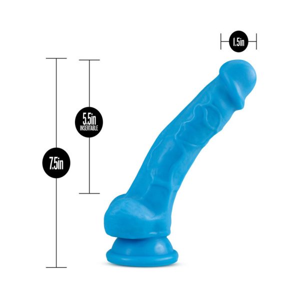 Neo 7.5 in. Dual Density Dildo with Balls Neon Blue - Image 8